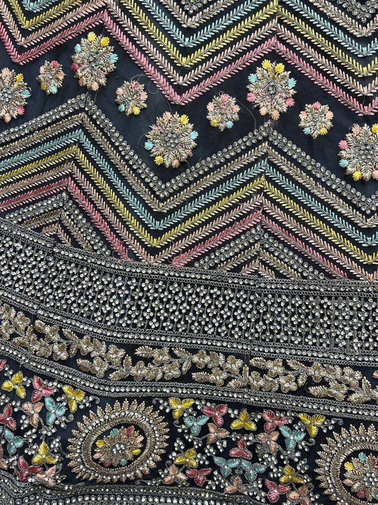 Splendid Grey Embroidered Net Reception Wear Lehenga Choli