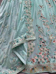 Sumptuous Sky Blue Embroidered Silk Lehenga Choli With Dupatta