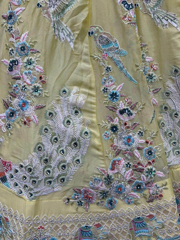 Appealing Yellow Thread Embroidery Silk Lehenga Choli With Dupatta