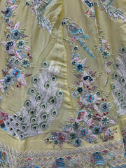 Appealing Yellow Thread Embroidery Silk Lehenga Choli With Dupatta