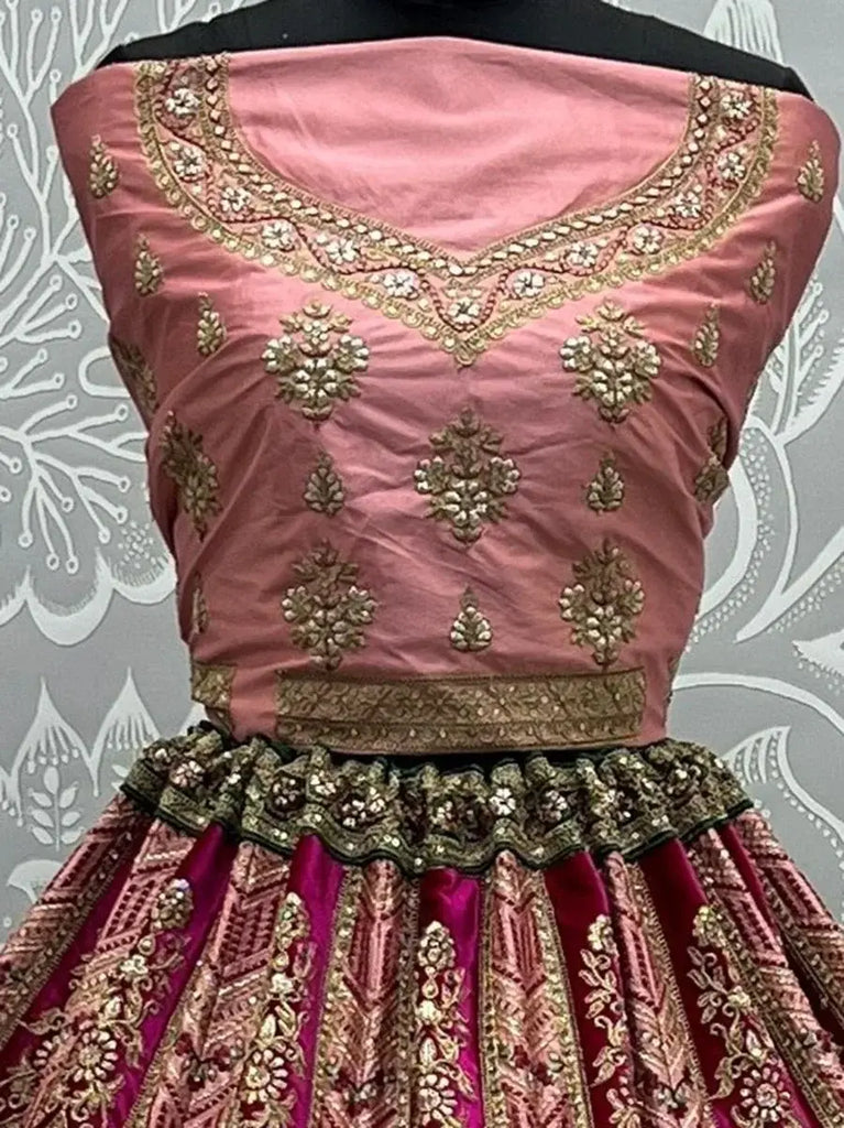 Astonishing Pink Heavy Embroidered Silk Lehenga Choli With Dupatta