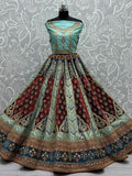 Lavish Sky Blue Heavy Embroidered Silk Lehenga Choli with Dupatta