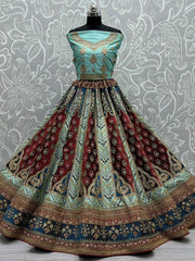 Lavish Sky Blue Heavy Embroidered Silk Lehenga Choli with Dupatta