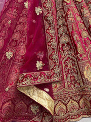 Captivating Dark Pink Fancy Embroidery Velvet Lehenga choli