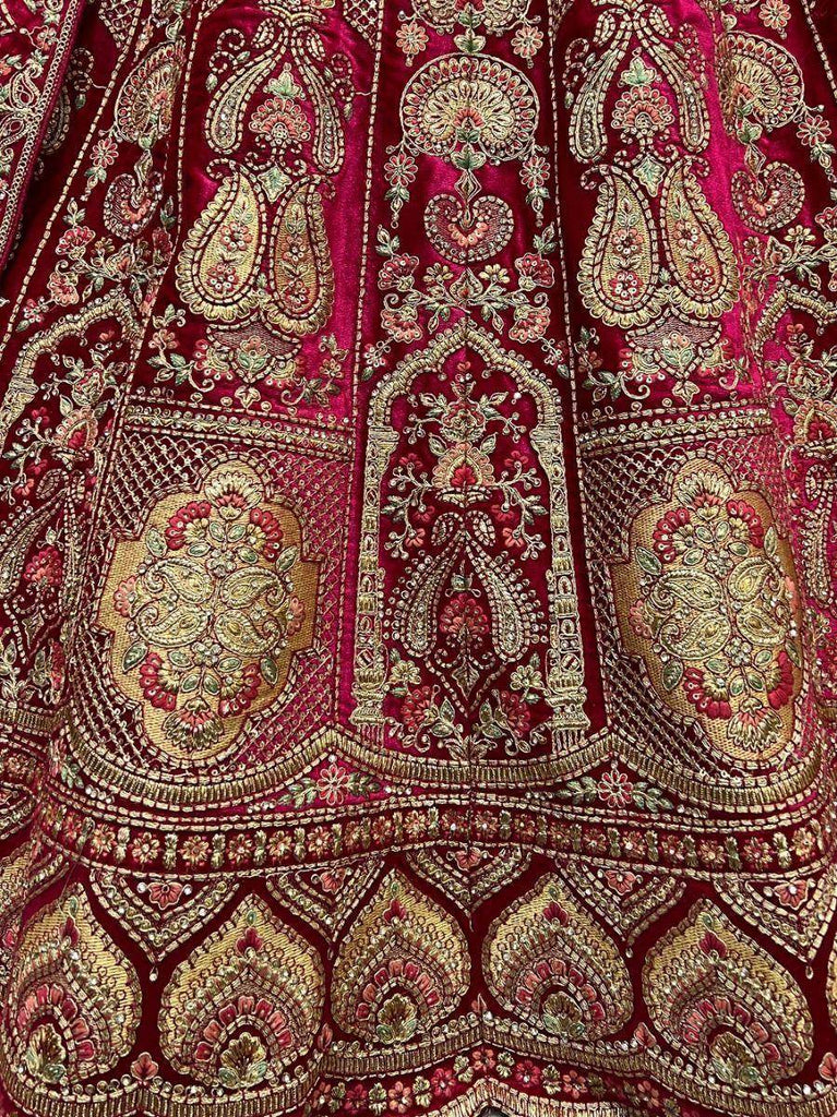 Captivating Dark Pink Fancy Embroidery Velvet Lehenga choli