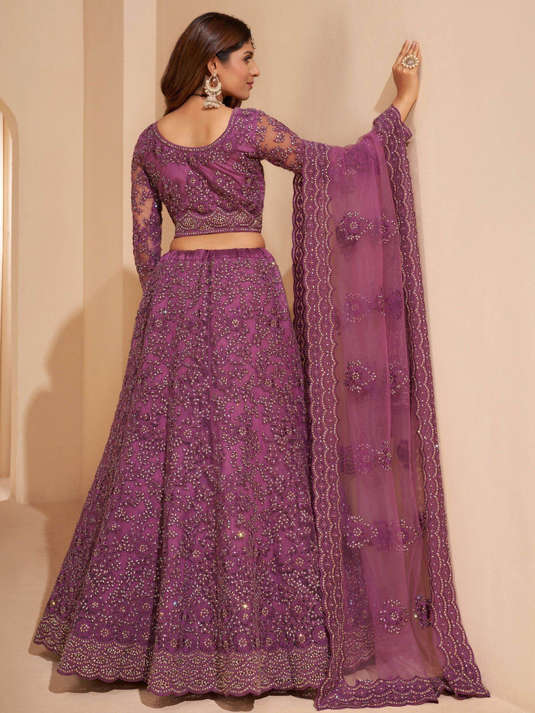 Magnificent Light Purple Cording Work Net Wedding Wear Lehenga Choli
