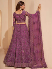 Magnificent Light Purple Cording Work Net Wedding Wear Lehenga Choli