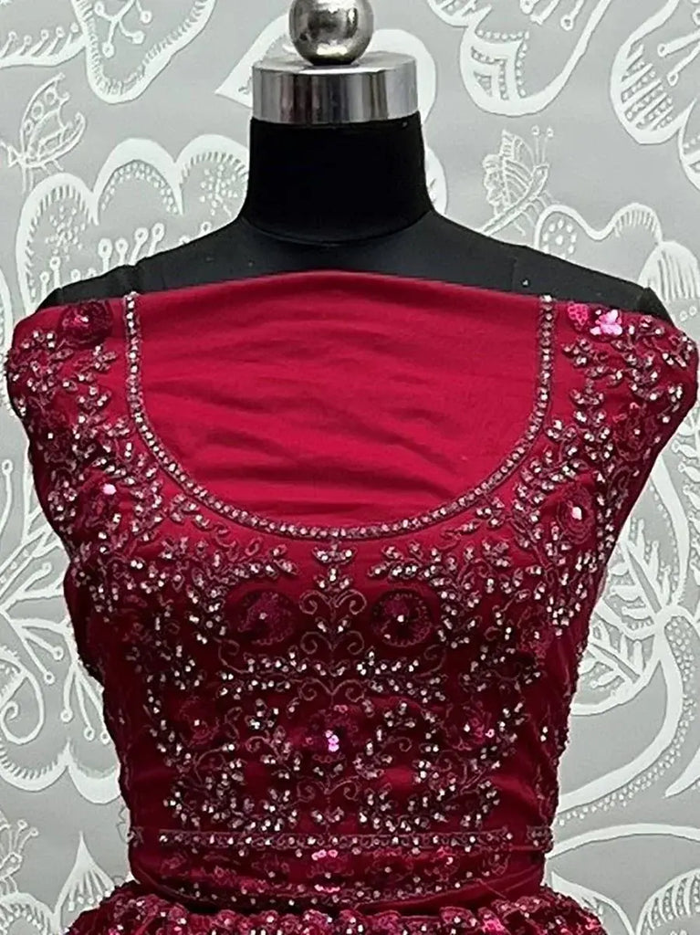 Fabulous Hot Pink Zircon Diamond Wedding Lehenga Choli