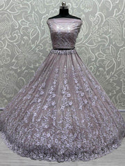 Captivating Lavender Zircon Diamond Work Net Lehenga Choli
