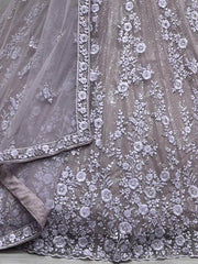 Captivating Lavender Zircon Diamond Work Net Lehenga Choli