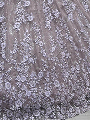 Captivating Lavender Zircon Diamond Work Net Lehenga Choli