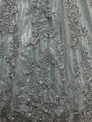 Outstanding Grey Zircon Diamond Work Net Lehenga Choli