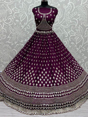 Captivating Purple Zircon Heavy Embroidered Net Lehenga Choli