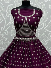 Captivating Purple Zircon Heavy Embroidered Net Lehenga Choli