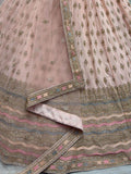 Enchanting Peach Zari Metallic Embroidered Georgette Lehenga Choli