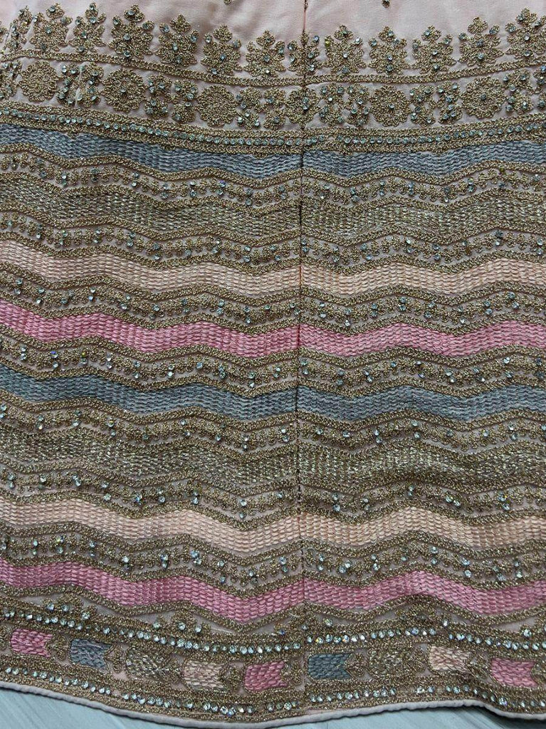 Enchanting Peach Zari Metallic Embroidered Georgette Lehenga Choli