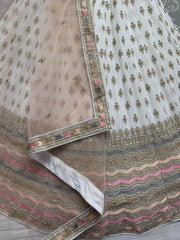 Ravishing White Zari Metallic Embroidered Georgette Lehenga Choli