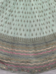 Alluring Sea-Green Zari Metallic Embroidered Georgette Lehenga Choli