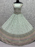 Alluring Sea-Green Zari Metallic Embroidered Georgette Lehenga Choli
