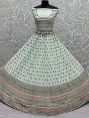 Alluring Sea-Green Zari Metallic Embroidered Georgette Lehenga Choli