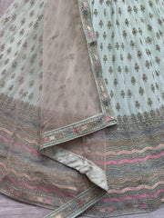 Alluring Sea-Green Zari Metallic Embroidered Georgette Lehenga Choli