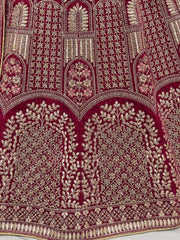 Alluring Pink Multi-Thread Embroidered Velvet Lehenga Choli