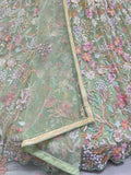 Magnific Light Green Multi-Thread Embroidered Net Lehenga Choli