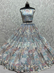 Ravishing Sky Blue Multi-Thread Embroidered Net Lehenga Choli
