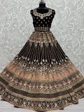 Gorgeous Purple Embroidered Reception Wear Velvet Lehenga Choli