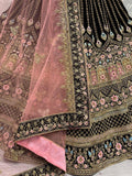 Gorgeous Purple Embroidered Reception Wear Velvet Lehenga Choli
