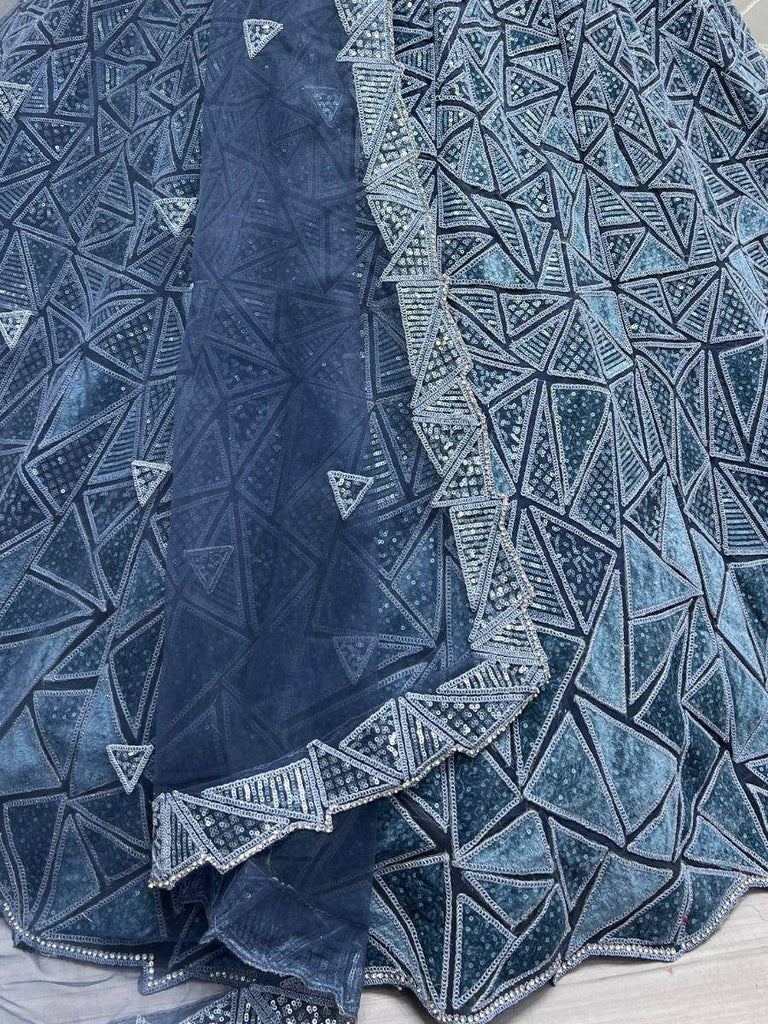 Engaging Blue Sequins Embroidered Net Lehenga Choli