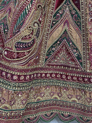 Gorgeous Maroon Embroidered Bridal Velvet Lehenga Choli