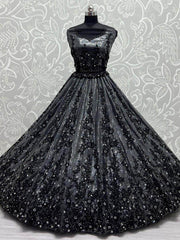 Unique Black Zircon Diamond Work Net Lehenga Choli