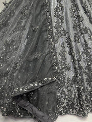 Unique Black Zircon Diamond Work Net Lehenga Choli