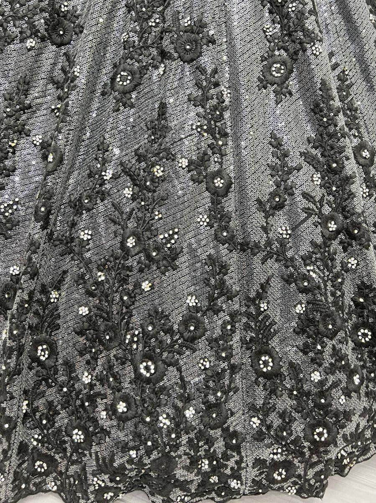 Unique Black Zircon Diamond Work Net Lehenga Choli