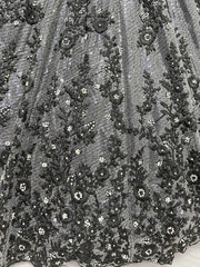 Unique Black Zircon Diamond Work Net Lehenga Choli