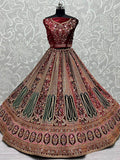 Queenly Maroon Fancy Embroidered Velvet Designer Bridal Lehenga choli