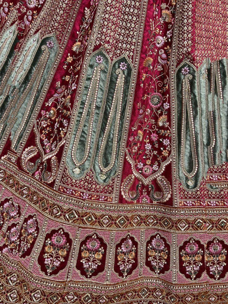 Majestic Hot Pink Fancy Embroided Velvet Designer Bridal Lehenga Choli