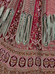 Majestic Hot Pink Fancy Embroided Velvet Designer Bridal Lehenga Choli