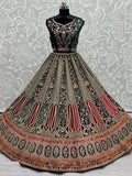 Enchanted Green Fancy Embroidered Velvet Designer Bridal Lehenga choli