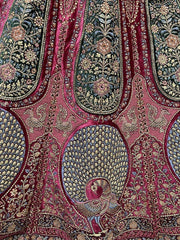 Sensational Hot Pink Dori Embroidered Velvet Bridal Lehenga Choli