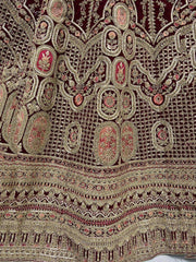 Imperial Maroon Fancy Embroidery Velvet Bridal Lehenga Choli