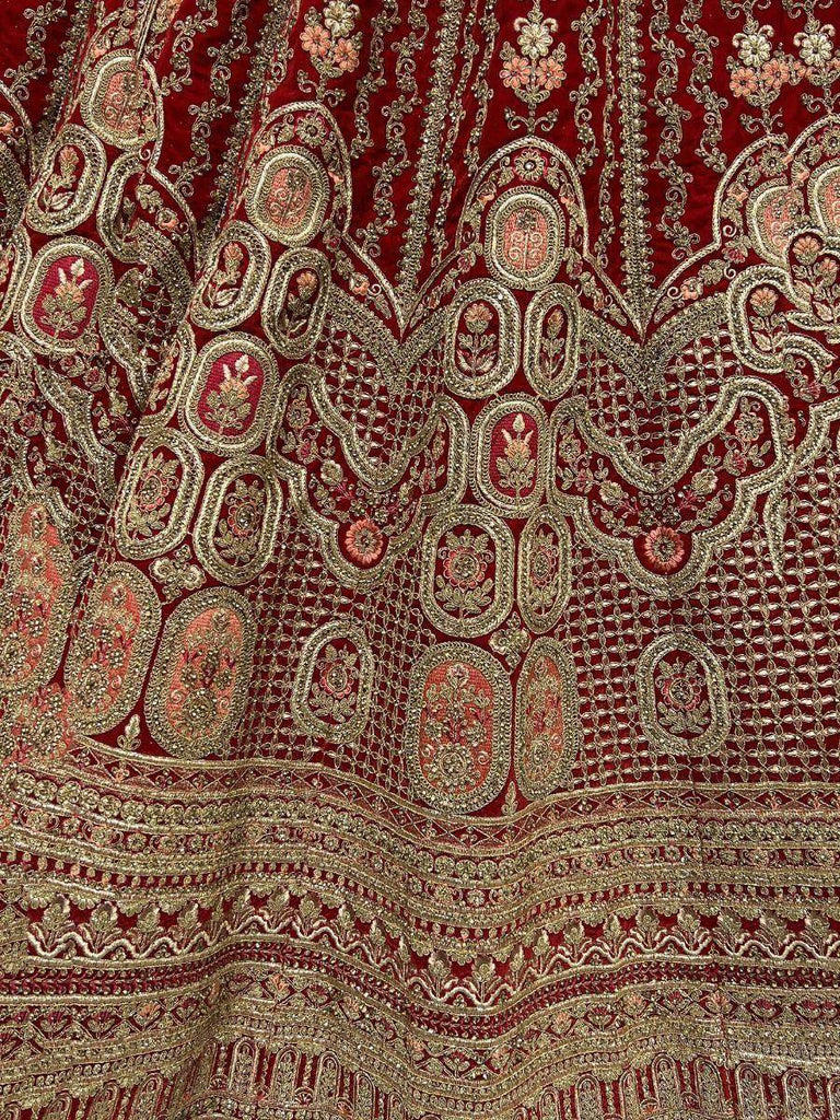 Majestic Red Fancy Embroidery Velvet Bridal Lehenga Choli