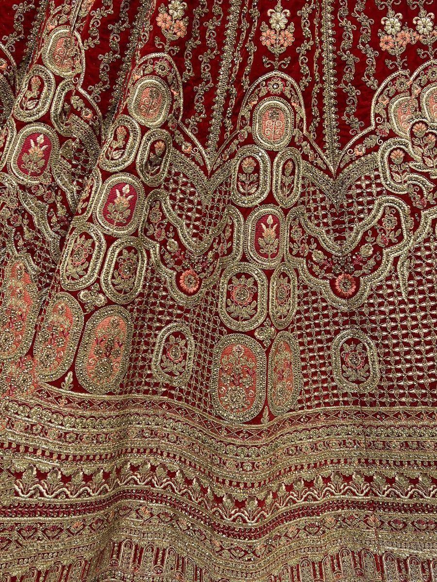 Majestic Red Fancy Embroidery Velvet Bridal Lehenga Choli