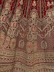 Majestic Red Fancy Embroidery Velvet Bridal Lehenga Choli