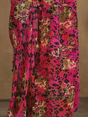 Memorable Magenta Pleated Satin Silk Ready To Wear Saree With Blouse