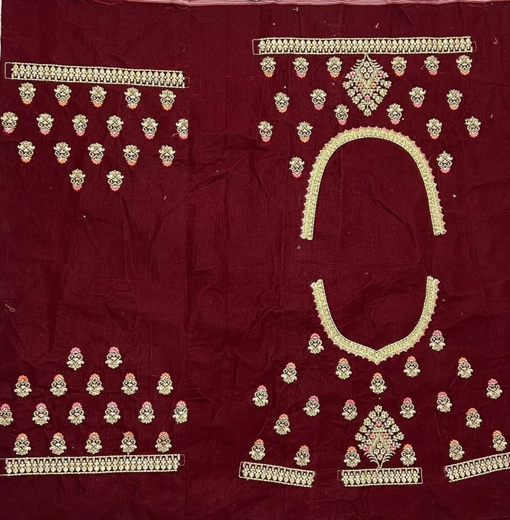 Ravishing Maroon Zari Work Velvet Bridal Wear Lehenga Choli