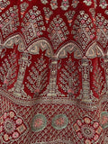 Gorgeous Scarlette Red Mutli-thread Embroidered Velvet Bridal Lehenga Choli