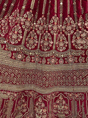Ravishing Rani Pink Embroidered Velvet Bridal Wear Lehenga Choli