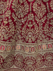 Adorable Hot Pink Fancy Embroidered Velvet Bridal Wear Lehenga Choli